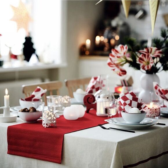 4pc IKEA Table Runner Deep Red 14”x51” Christmas - Picture 2 of 7